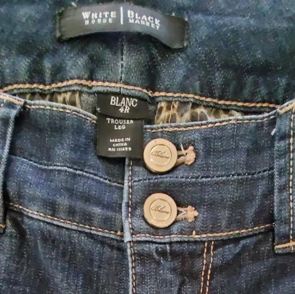 White House Black Market Womens Blanc Trouser Wide Leg Blue Denim Jeans Size 4R - Picture 2 of 8